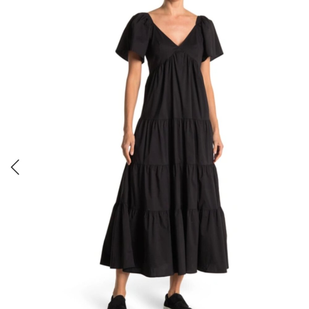 Tiered Black Midi Dress